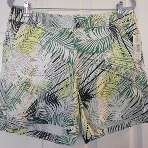 Linen Blend New Directions Womens Shorts Palm Green Black Yellow